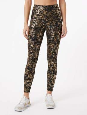 Terez Black and Gold Foil High-Rise Leggings